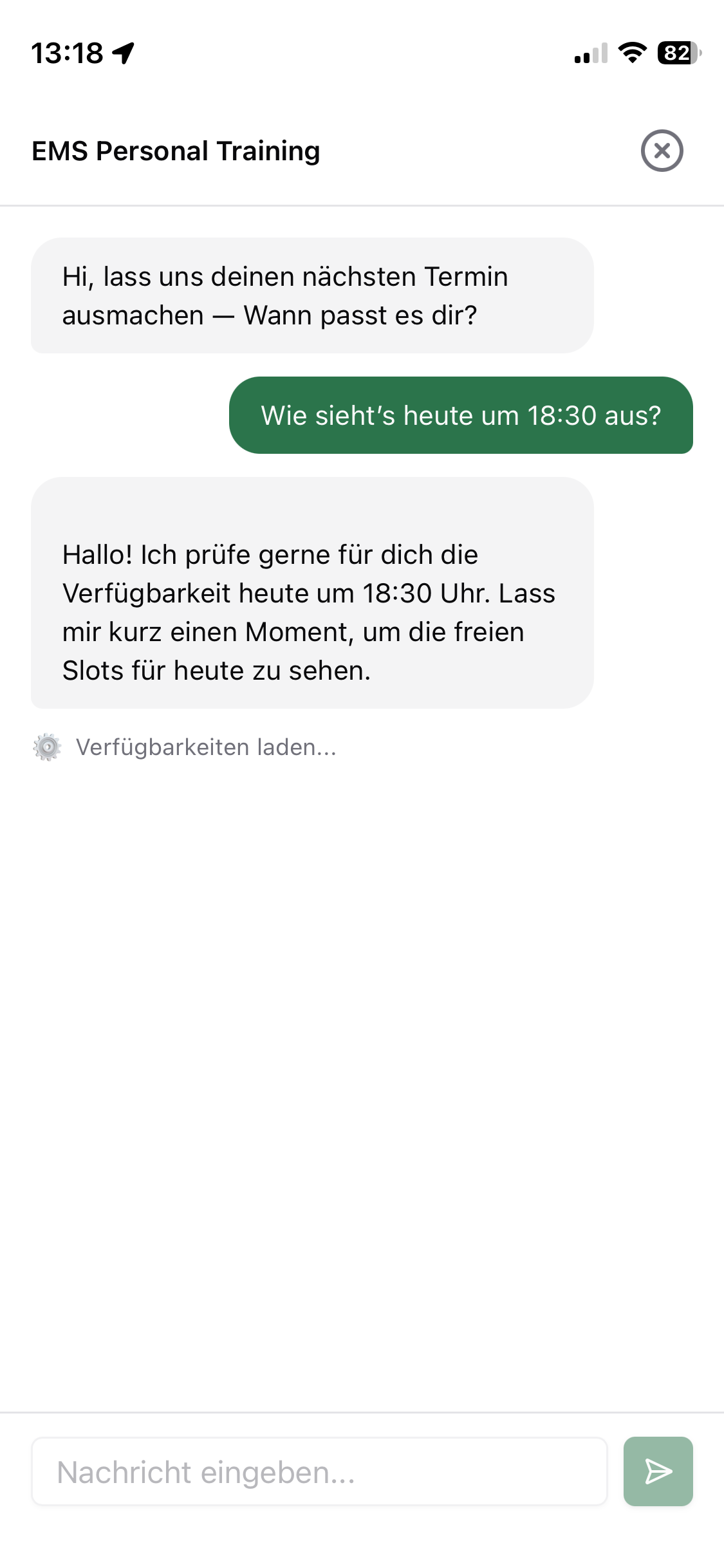 [Screenshot: Kunden-App -- Dashboard mit Buchungsansicht und Studio-Branding]